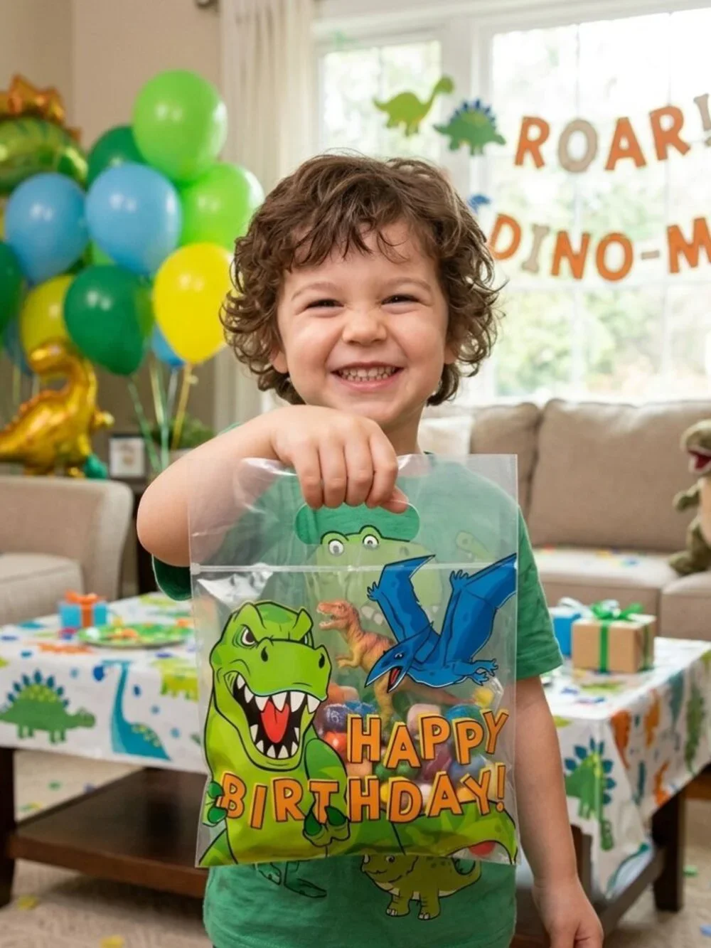 24 Dinosaur Happy Birthday Party Favor Bags Zipper Goodie Treat T-Rex Jurassic